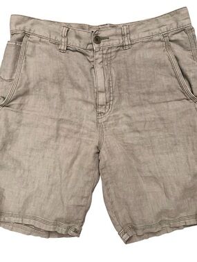 John Varvatos Shorts Mens Size 30 100% Linen Knit Flip Pocket 9" Inseam Beige